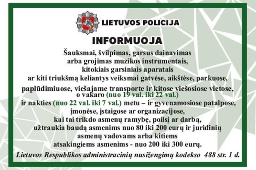 triuksmo informacija